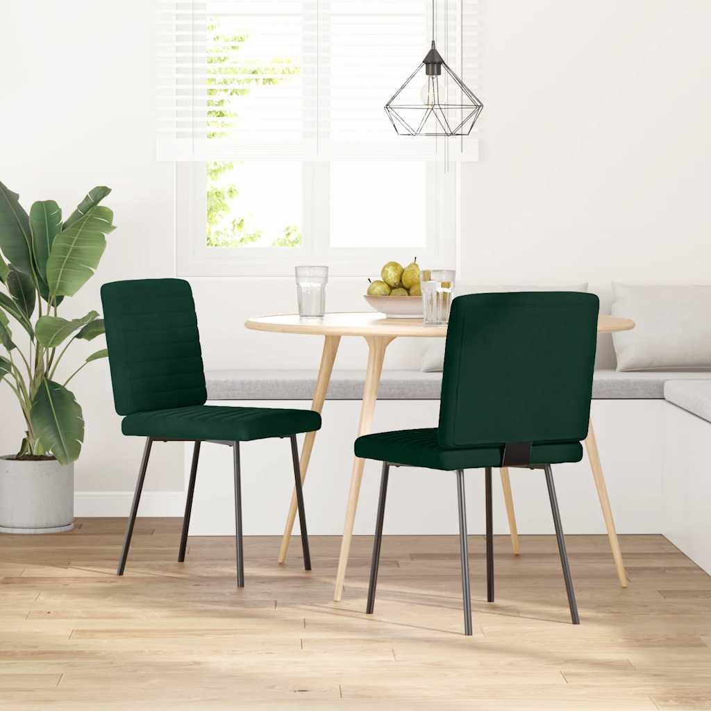Sedie Da Pranzo 2 Pz Verde Scuro In Velluto