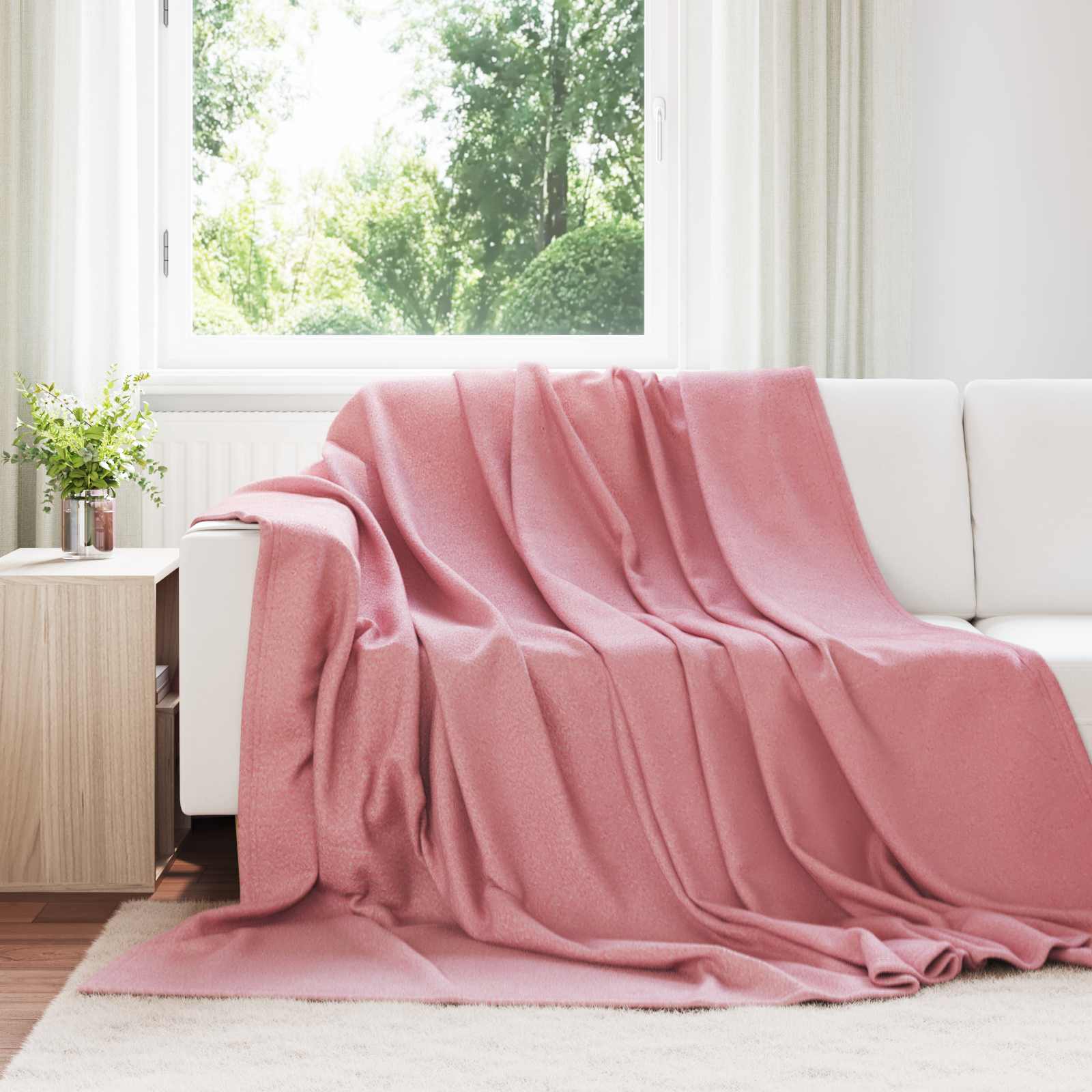 Coperta Rosa 240 X 220 Cm Panno