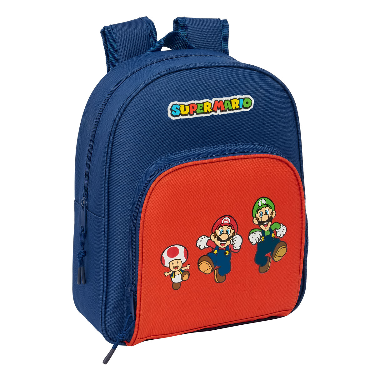Zaino Scuola Super Mario Mamma Mia Rosso Blu Marino 28 X 34 X 10 cm