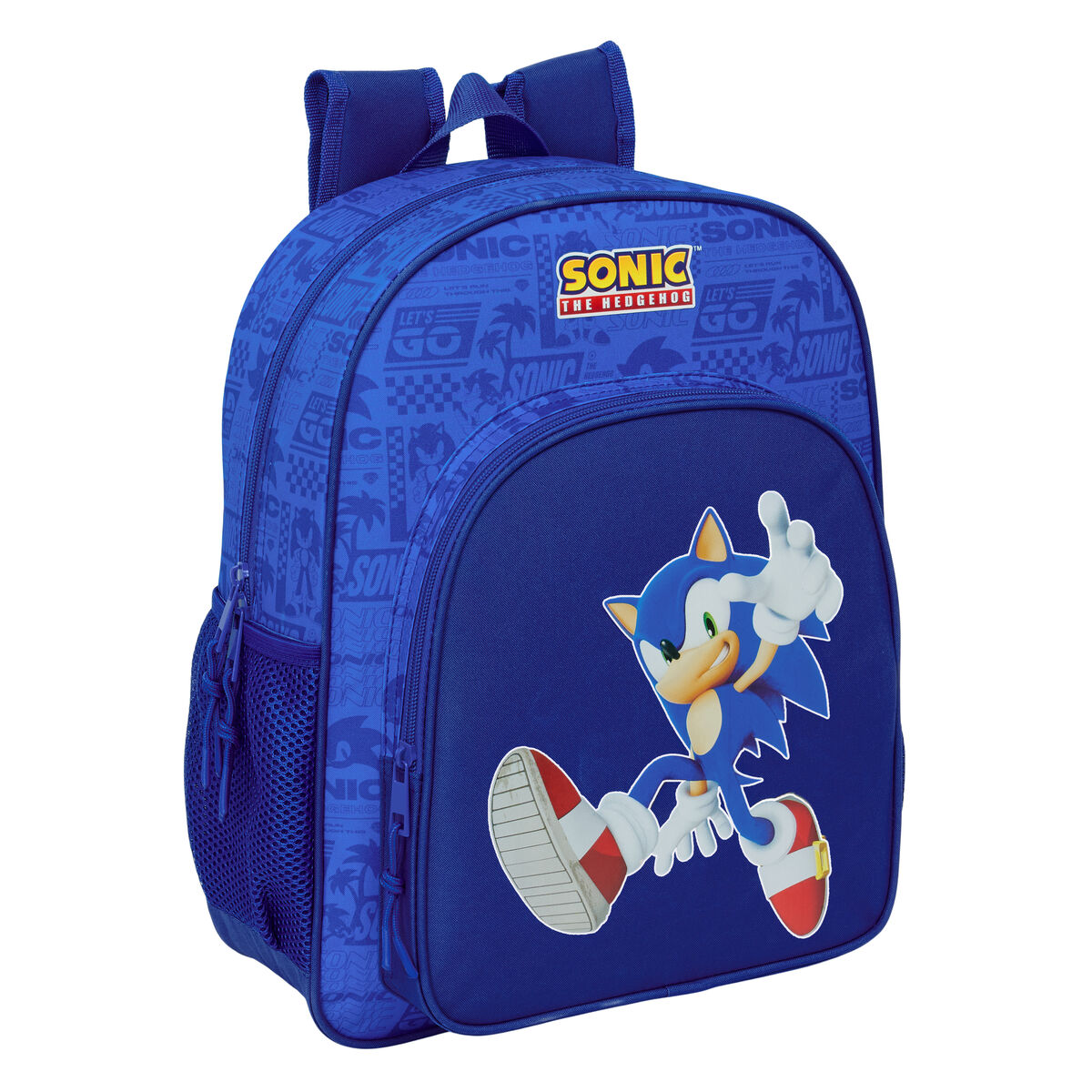 Zaino Scuola Sonic Azzurro 32 X 38 X 12 cm