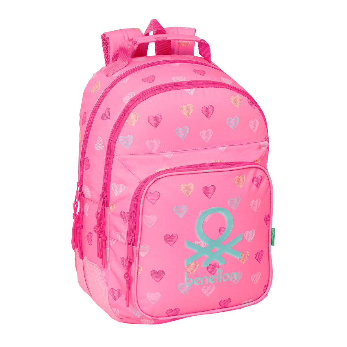 Zaino Scuola Benetton Heart Rosa 32 X 42 X 15 cm