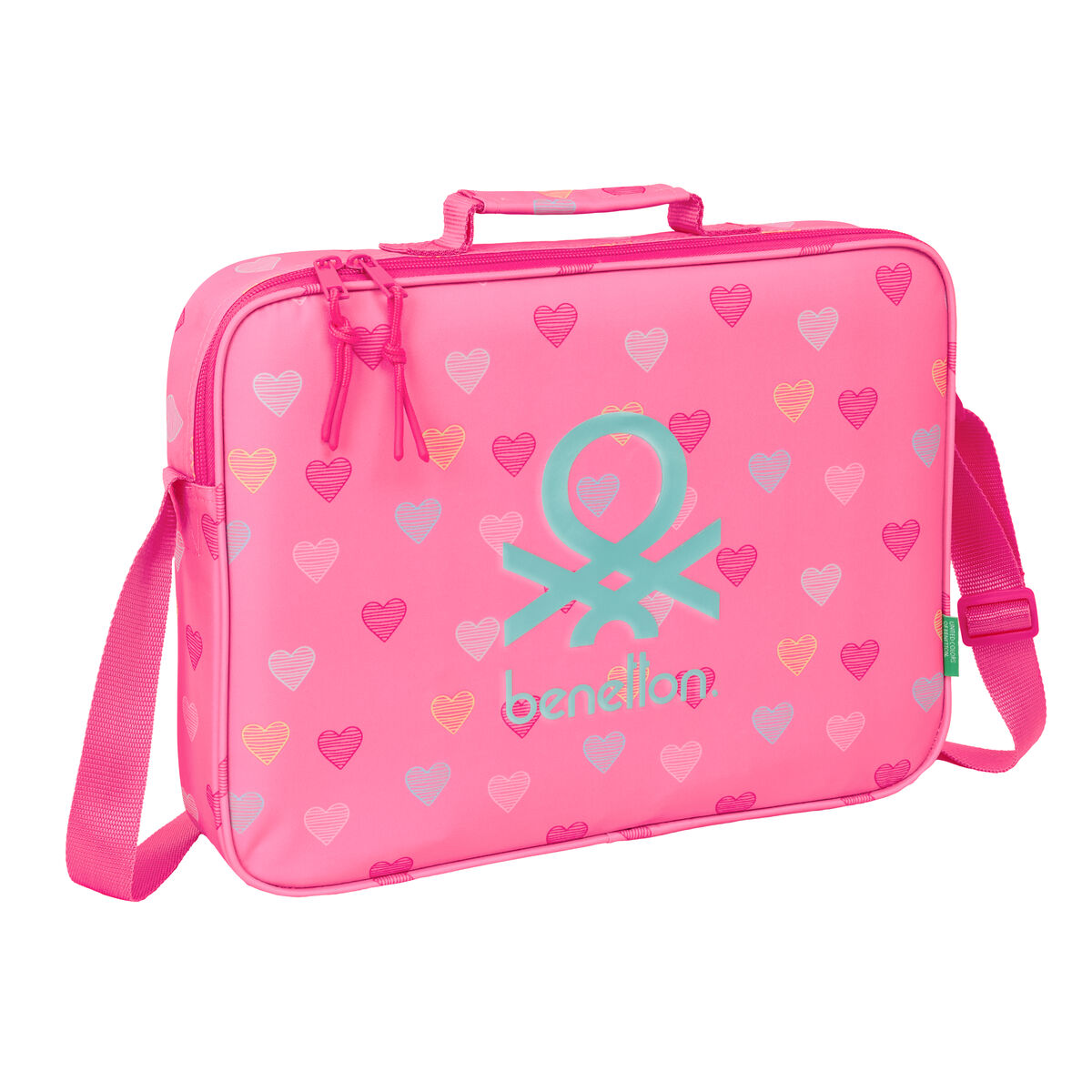 Zaino Scuola Benetton Heart Rosa 38 X 28 X 6 cm