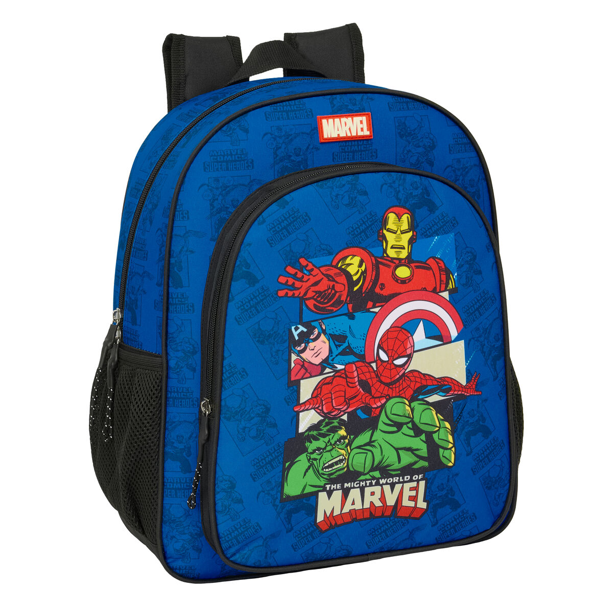 Zaino Scuola The Avengers Azzurro Nero 32 X 38 X 12 cm