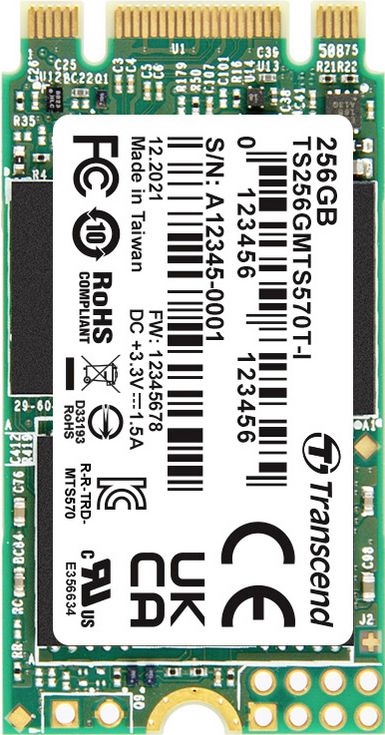 Transcend 256 Gb Interne M.2 Sata Ssd 2242 Ts256gmts570tI-Vs1 (ts256gmts570tI-Vs1)