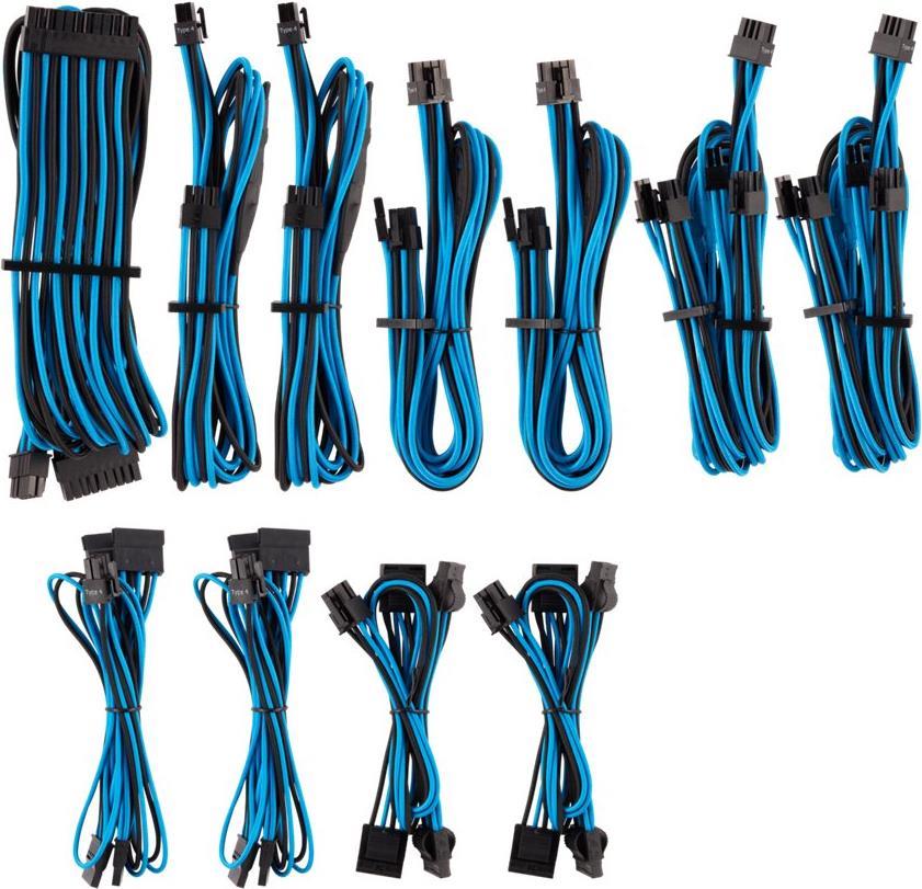 Corsair Premium Individually Sleeved Pro Kit (type 4, Generation 4) - Stromkabelkit - Schwarz, Blau (cP-8920228)