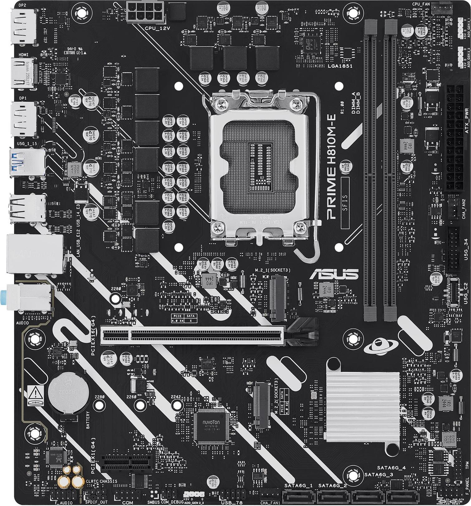 Asus Prime H810M-E-Csm - Motherboard - Micro Atx - Lga1851 Sockel - H810 Chipsatz - UsB-C 3.2 Gen 1, Usb 3.2 Gen 1 - Gigabit Lan - OnboarD-Grafik (cp