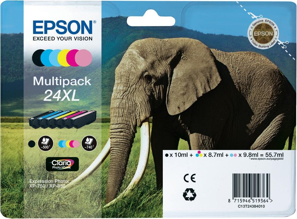 Epson 24xl Multipack - 6eR-Pack - Xl - Schwarz, Gelb, Cyan, Magenta, Hellmagentafarben, Hell Cyan - Original - Tintenpatrone - Für Expression Photo X