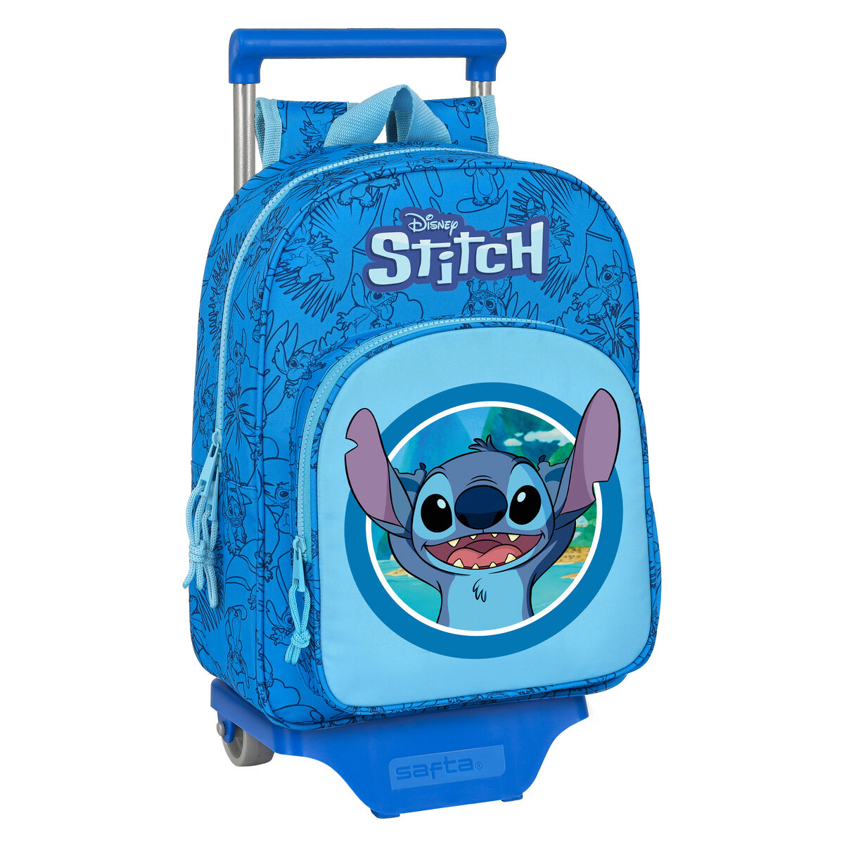 Trolley Per La Scuola Stitch Azzurro 26 X 34 X 11 cm