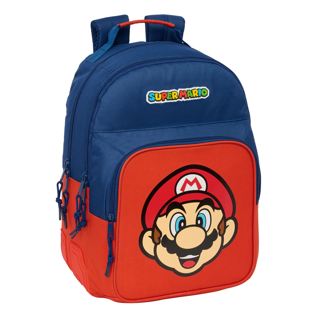 Zaino Scuola Super Mario Mamma Mia Rosso Blu Marino 32 X 42 X 15 cm