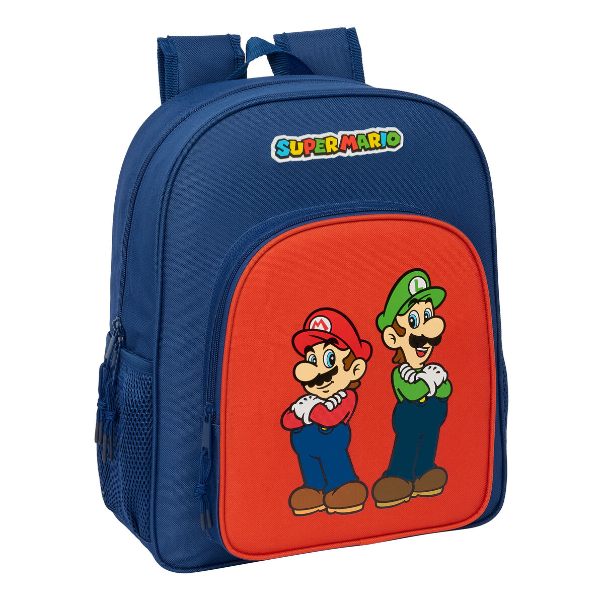 Zaino Scuola Super Mario Mamma Mia Rosso Blu Marino 32 X 38 X 12 cm
