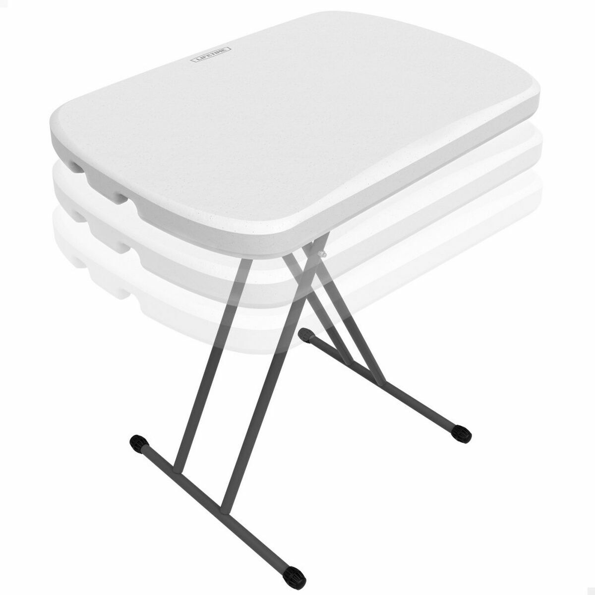 Tavolo Pieghevole Lifetime 66 X 71 X 46 Cm Bianco Acciaio Hdpe