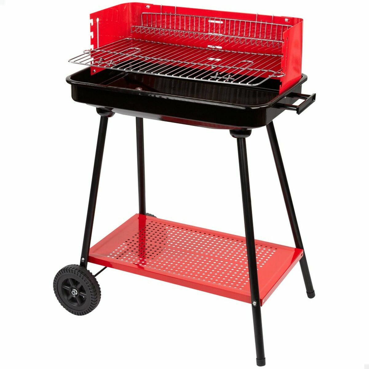 Barbecue A Carboni Con Ruote Aktive Acciaio Plastica 66 X 44 X 85 Cm Rettangolare Rosso