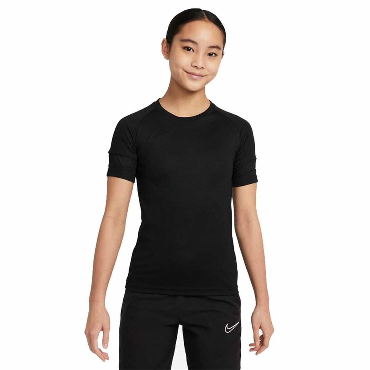 Maglia A Maniche Corte Per Bambini Nike DrI-Fit Academy Girls Nero Taglia:10-12 Anni