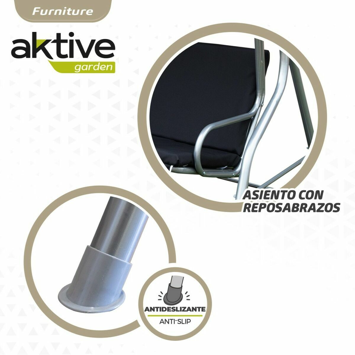 Altalena Basculante Aktive 3 Posti Nero 180 X 107 X 160 cm - Image 5