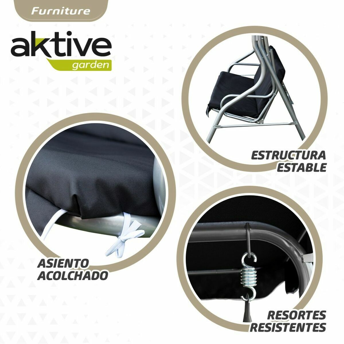 Altalena Basculante Aktive 3 Posti Nero 180 X 107 X 160 cm - Image 6