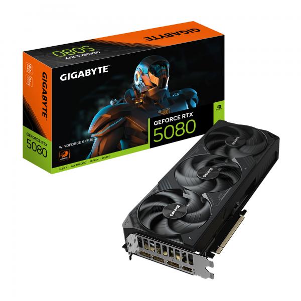 Gigabyte Geforce Rtx 5080 Windforce Sff 16g Grafikkarte - 16gb Gddr7, 256 Bit, PcI-E 5.0, 2617 Mhz Core Clock, 3 X Displayport, 1 X Hdmi, GV-N5080wf3