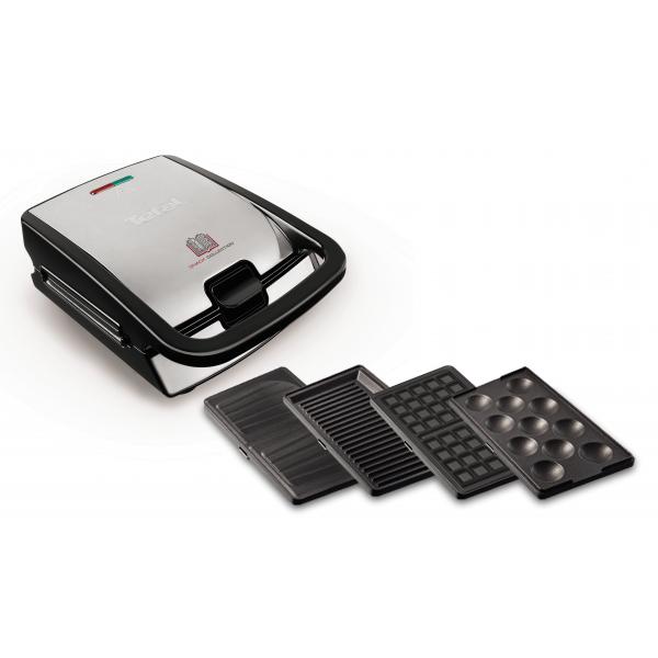 Tefal Sw854d Tostiera 700 W Nero, Acciaio Inox (tefal Sw854d16 Sandwichtoaster 700 W s)