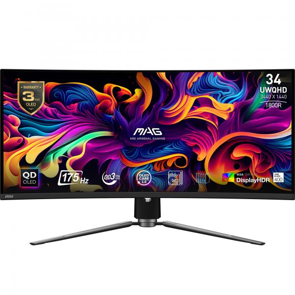 Msi Mag 341cqpde QD-Oled Monitor Pc 86,4 Cm [34] 3440 X 1440 Pixel Ultrawide Quad Hd Nero (msi Mag 341cqpde QD-Oled 86,4cm [34])