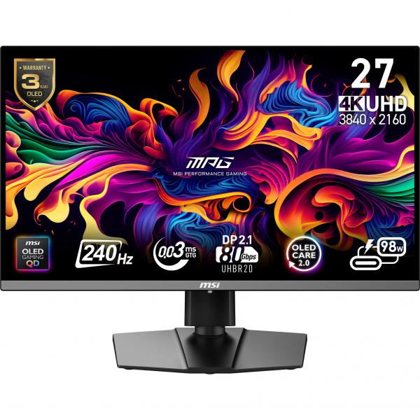 Msi Mpg 272urxde QD-Oled Monitor Pc 67,3 Cm [26.5] 3840 X 2160 Pixel 4k Ultra Hd Nero (27[68.6cm]tft Msi Mpg Oled 272urxde Qd)