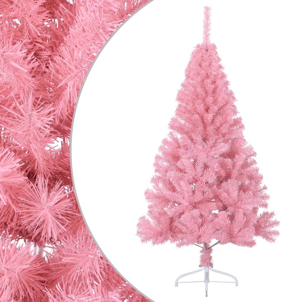 Albero Di Natale Artificiale A Metà Con Supporto Rosa 120cm Pvc
