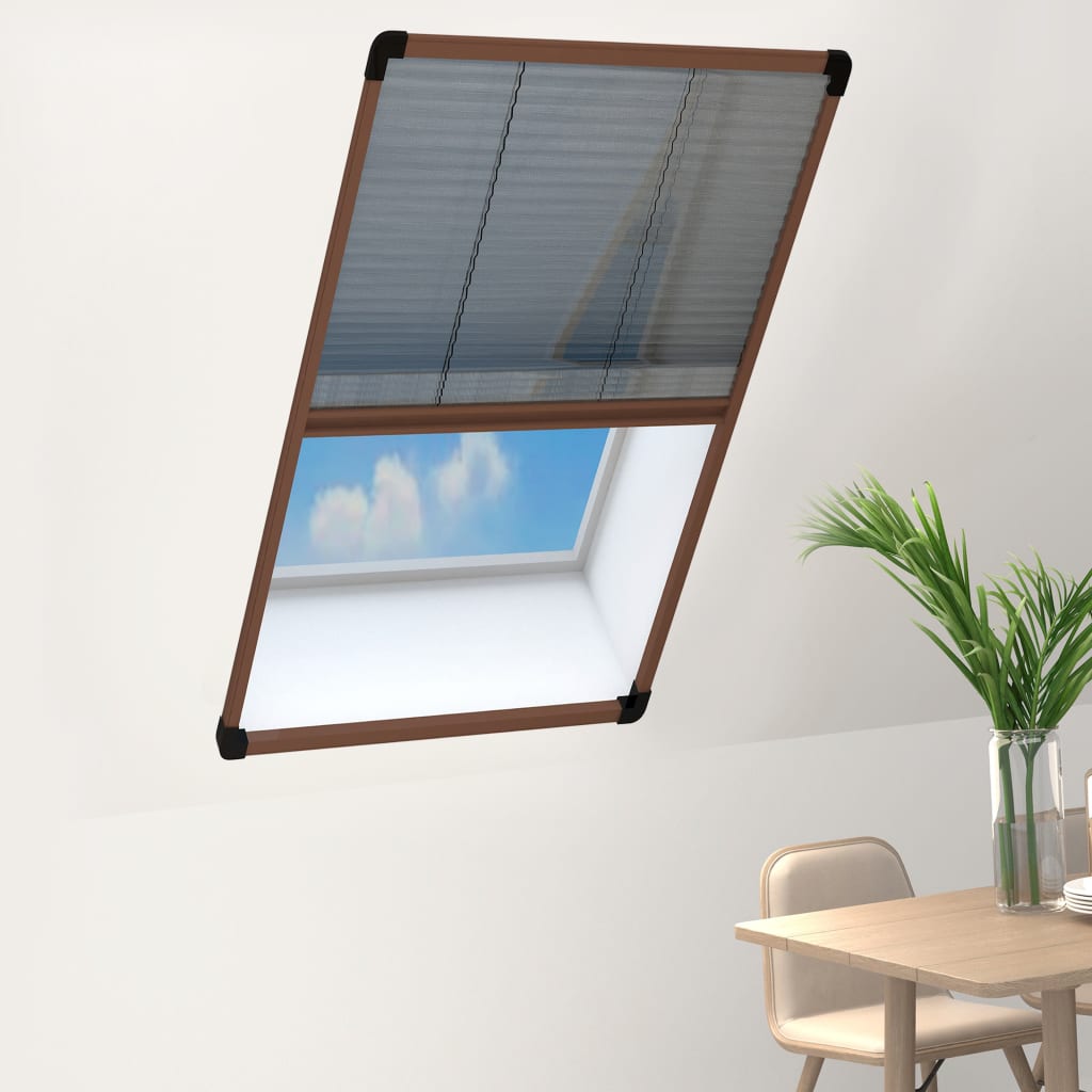 Zanzariera Plissettata Finestre In Alluminio Marrone 80x160 cm