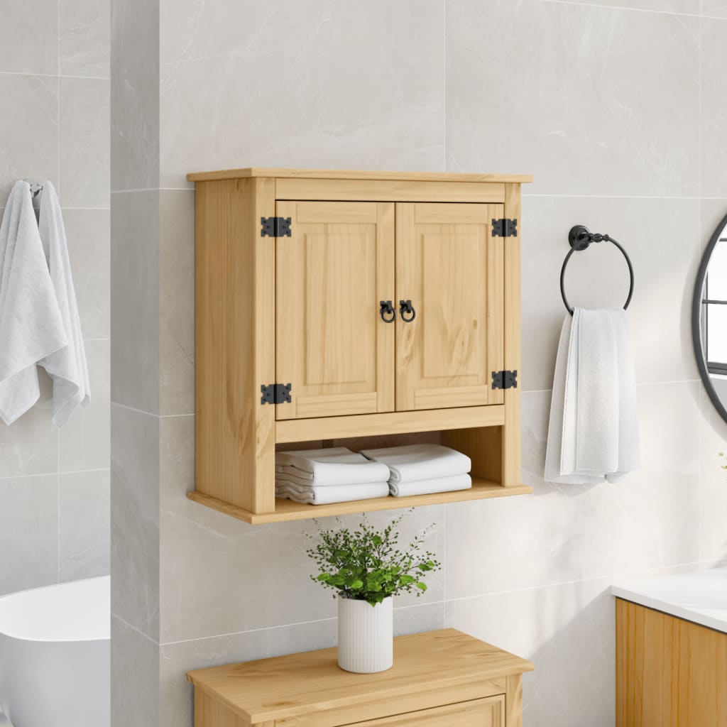Mobile Bagno A Parete Corona 70x33x71,5cm Legno Massello Pino