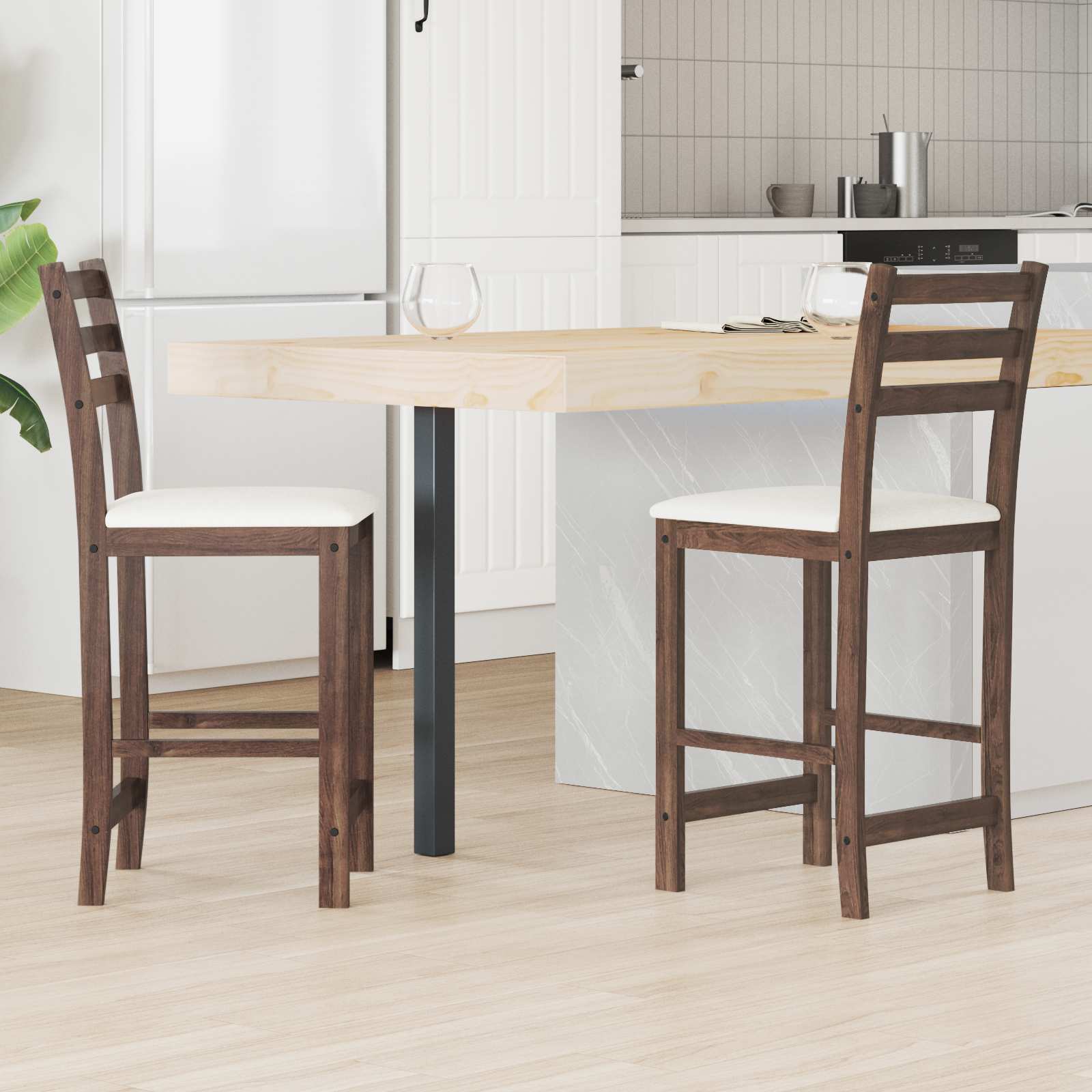 Sedie Da Pranzo 2 Pcs Marrone Chiaro 40 X 47,5 X 99,5 cm