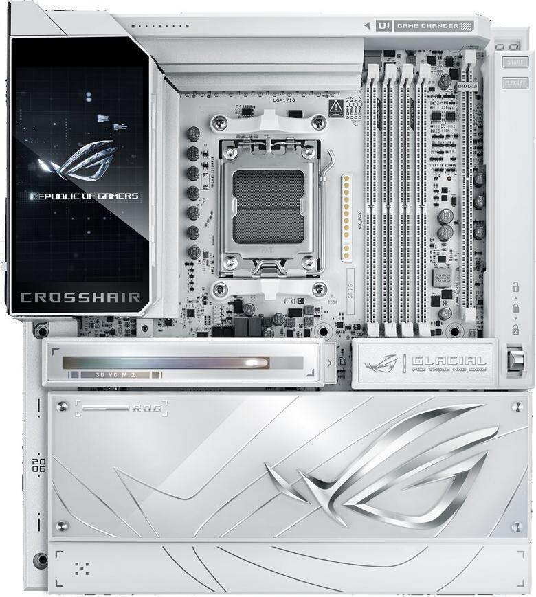 Asus Rog Crosshair X870e Glacial Am5 Ddr5 Atx Motherboard 2xpcie 5.0 7xm.2 (90mb1nq0-M0eay0)