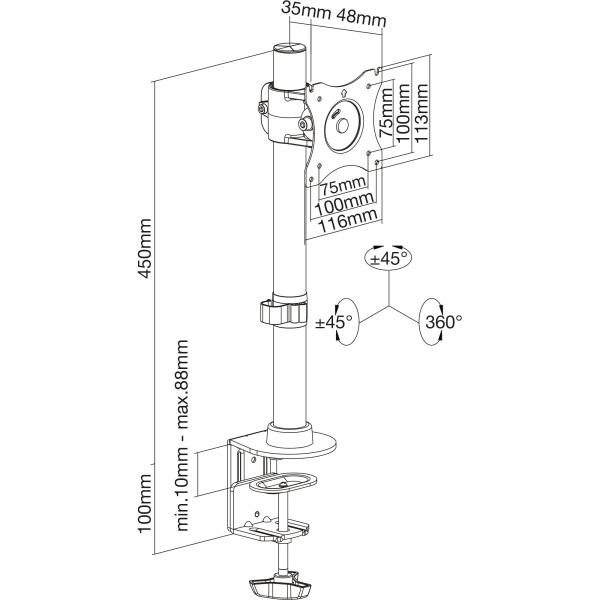 Inline Tischhalterung - Für LcD-/leD-Display Bis 69cm (27") - Max. 10kg - Image 4