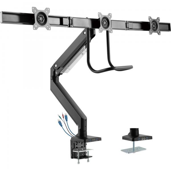 Inline Tischhalterung Mit Lifter+usb - Beweglich - Für 3 Monitore Bis 69cm (27")