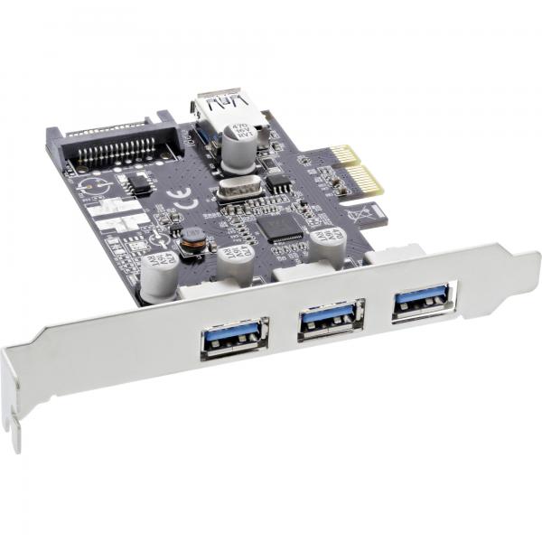 Inline Schnittstellenkarte - 3x+1x Usb 3.0 - Pcie - Mit Sata Strom + LP-Slotblech