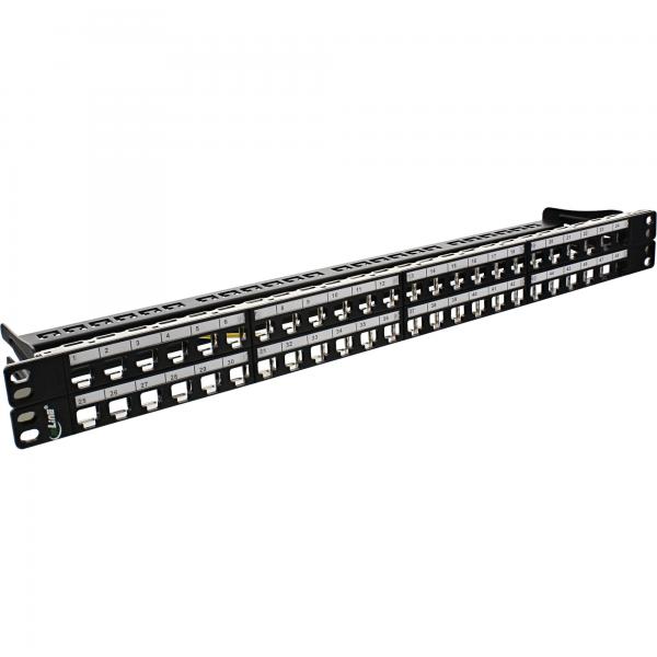 Inline Patchfeld Leerblech 48-Fach - Für Rj45 Keystone SnaP-In 19"/1he - Schwarz