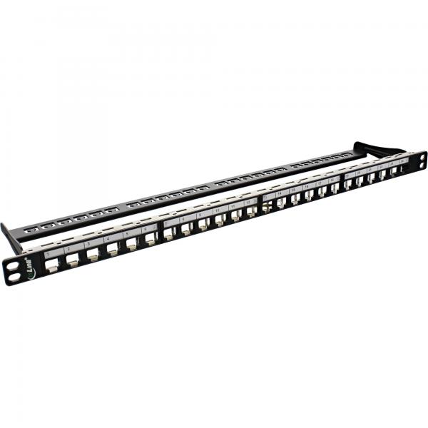 Inline Patchfeld Leerblech 24-Fach - Für Rj45 Keystone SnaP-In 19"/0.5he Schwarz
