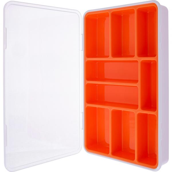 Inline Kleinteilebox - 9 Fächer - Abmessungen: 290x185x45mm - Orange