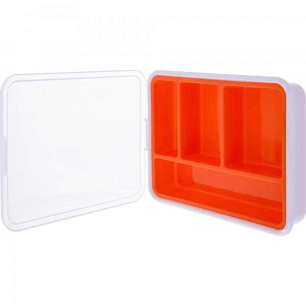 Inline Kleinteilebox - 4 Fächer - Abmessungen: 180x140x40mm - Orange