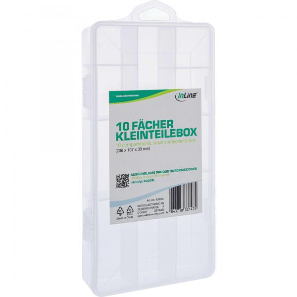 Inline Kleinteilebox - 10 Fächer - Abmessungen: 206x107x33mm - Transparent - Image 3