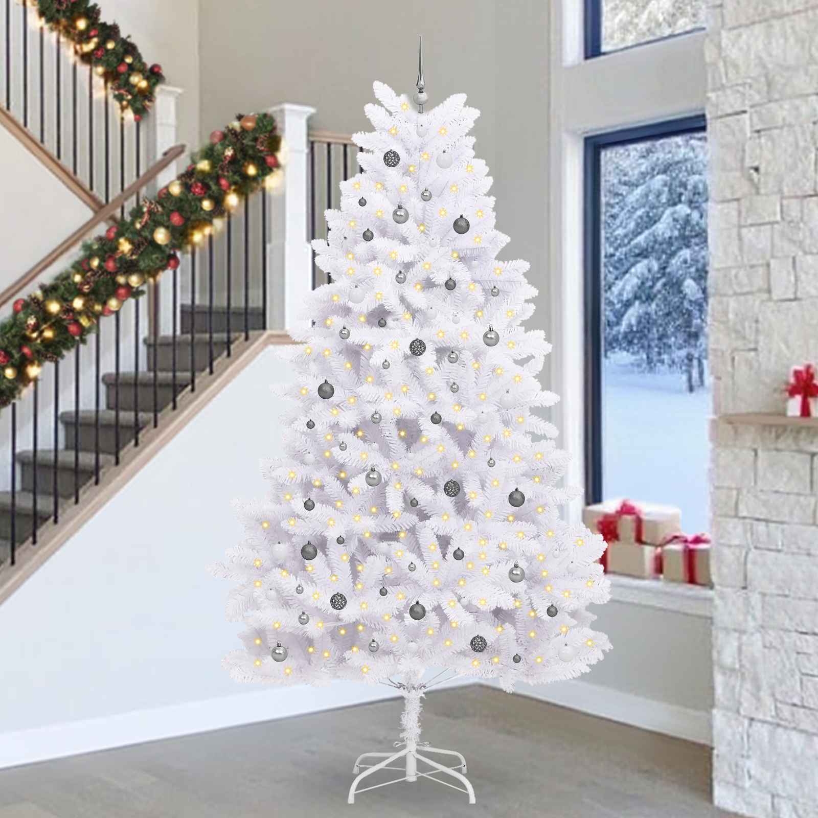 Albero Di Natale Artificiale Bianco 138 X 138 X 300 cm