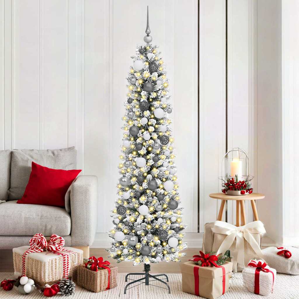 Albero Di Natale Artificiale Con 300 Led Bianco 180 cm