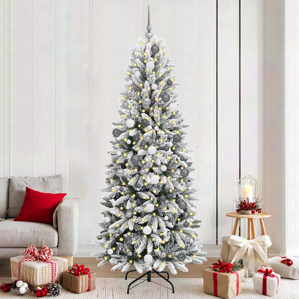 Albero Di Natale Artificiale Con 300 Led Bianco 210 cm