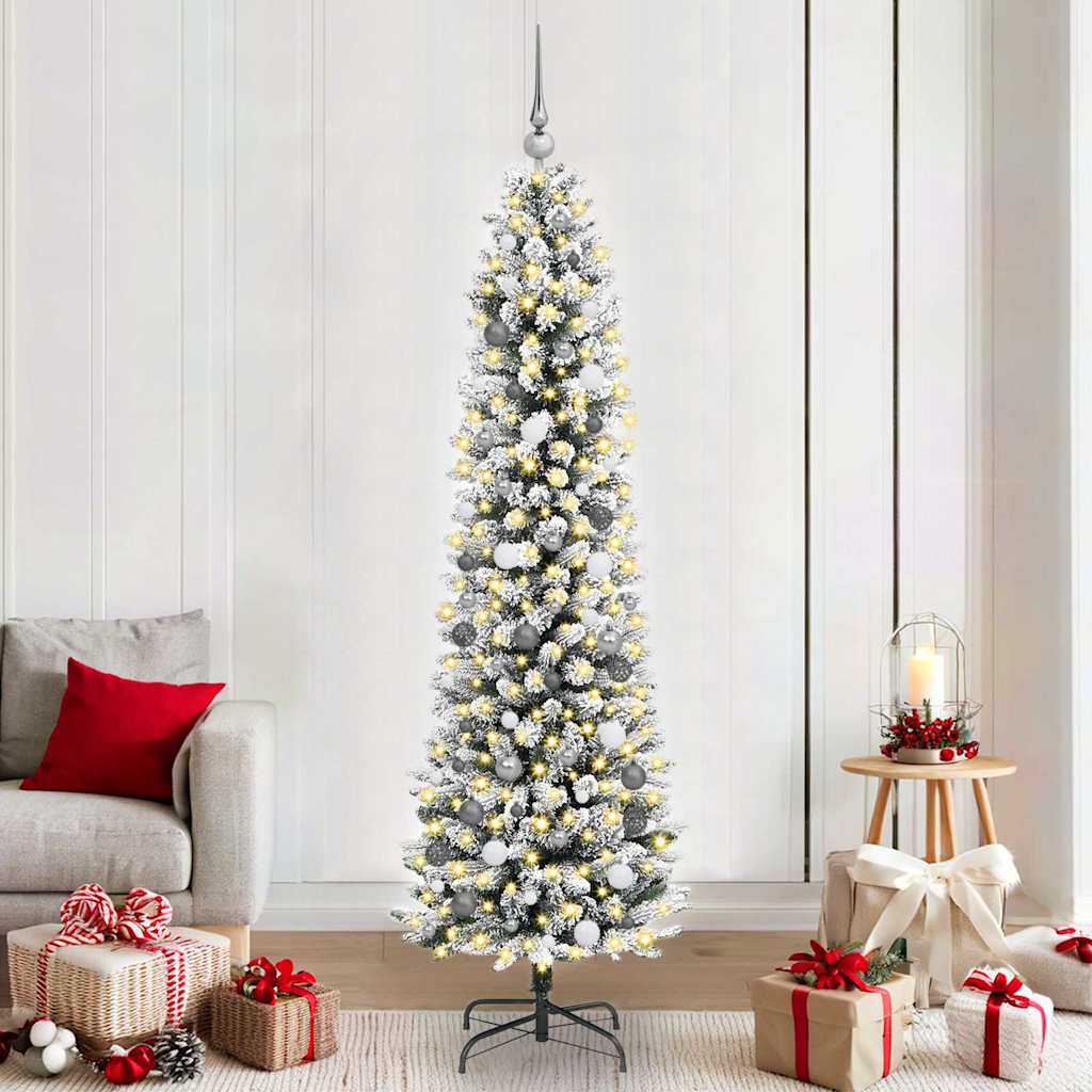 Albero Di Natale Artificiale Con 300 Led Bianco 210 cm