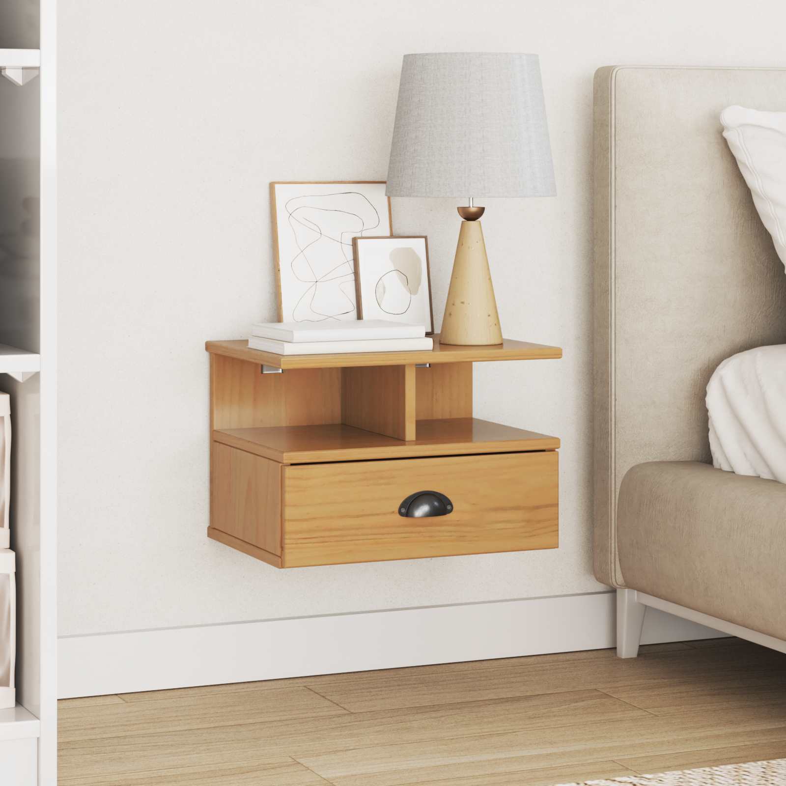 Armadio Da Notte Con Cassetto Marrone Miele 40 X 31 X 27 cm