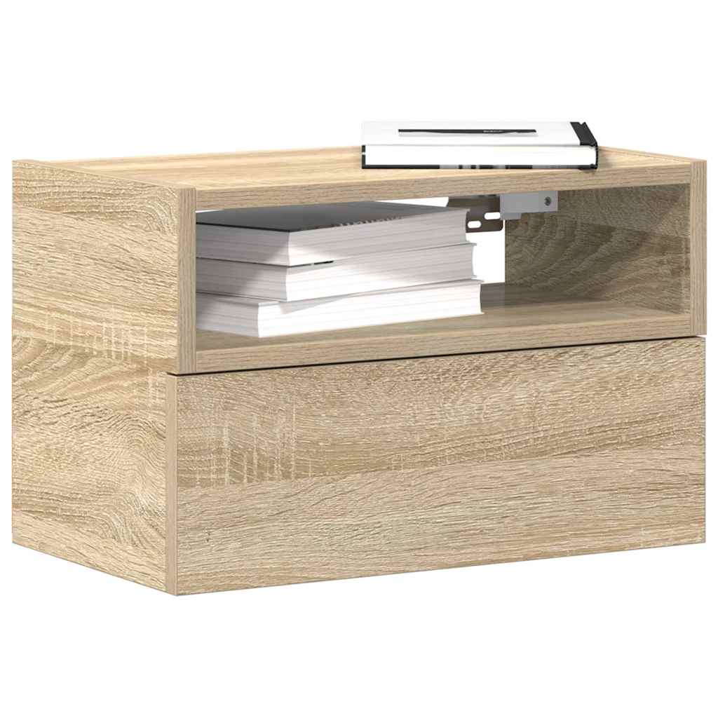 Comodini A Muro 2 Pz Rovere Sonoma 45x26x28,5 cm