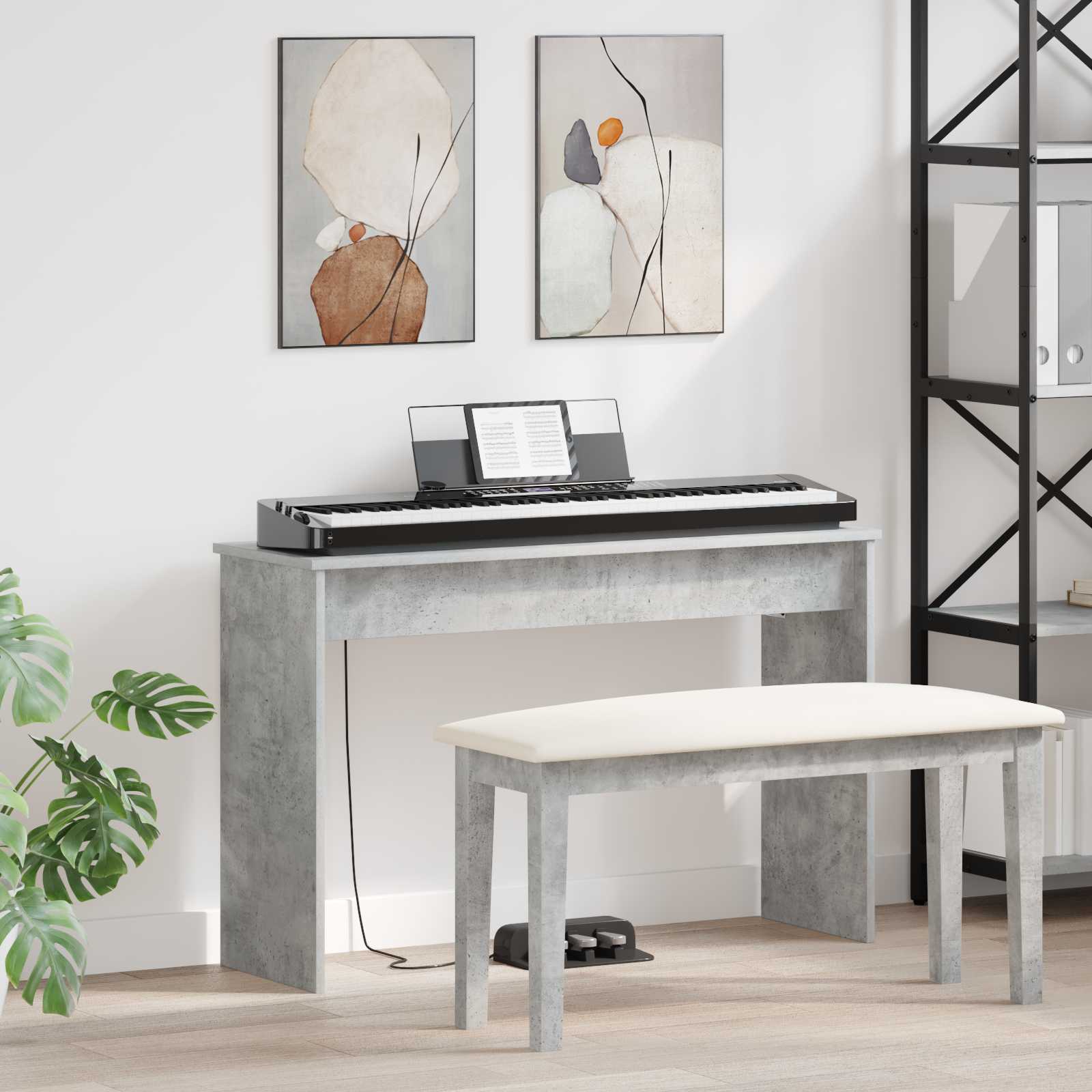 Supporto Per Tastiera Grigio Cemento 100 X 32 X 64 cm