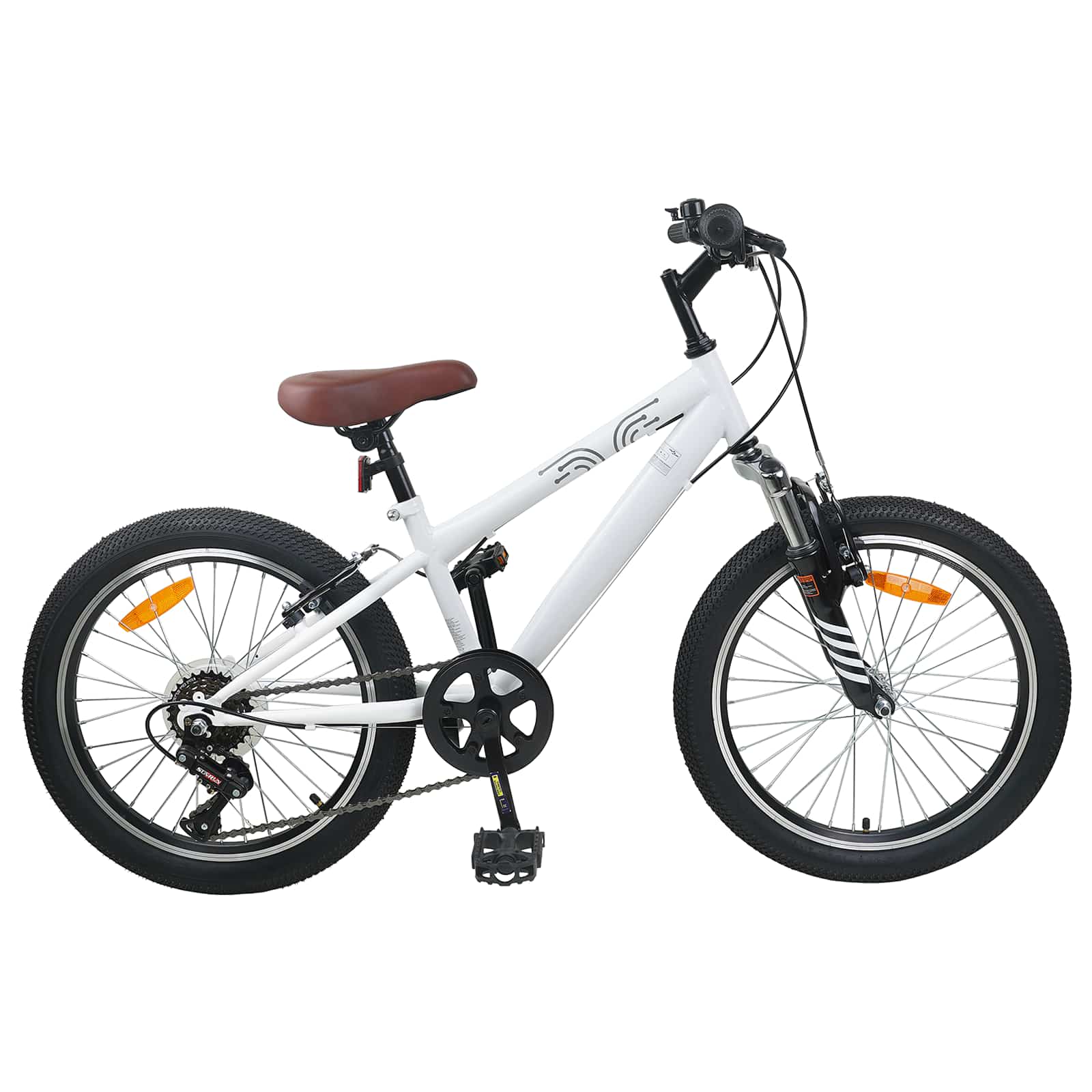 Kids Mountain Bike 20 Pollici 6-Speed Per 5-8 Anni Bianco