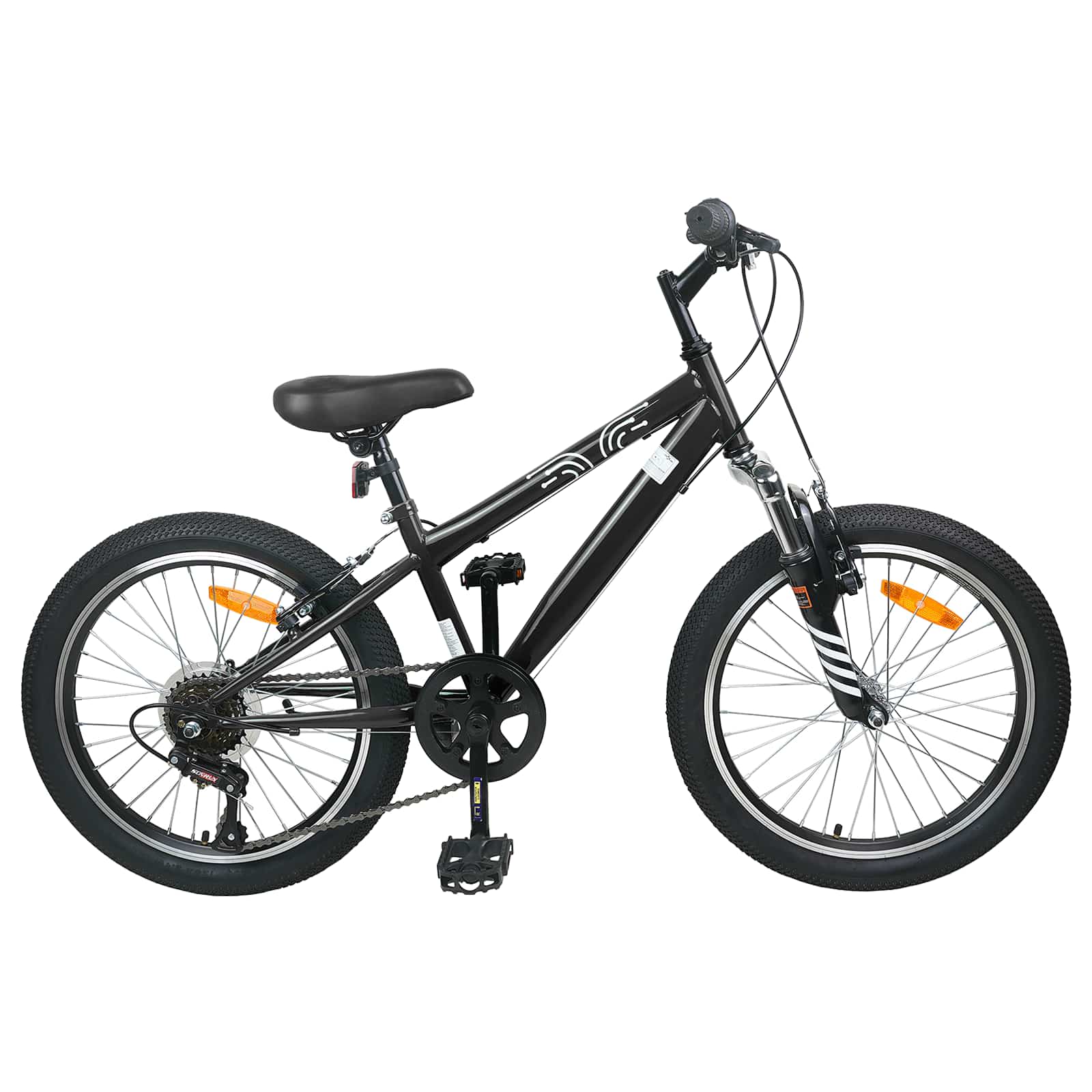 Kids Mountain Bike 24 Pollici 6-Speed Per 8-12 Anni Nero