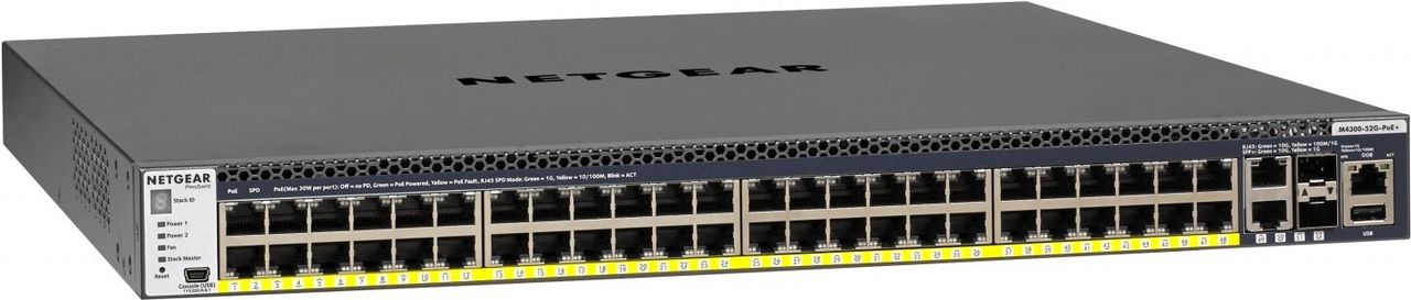 Netgear Prosafe M4300-52G-Poe+ - Switch - L3 - Verwaltet - 2 X 10/100/1000/10000 + 2 X 10 Gigabit Sfp+ + 48 X 10/100/1000 (poe+) - An Rack Montierbar
