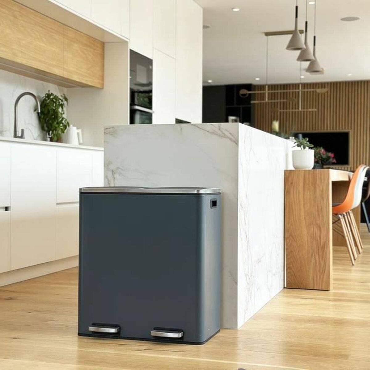 Secchio Della Spazzatura Kitchen Move Grigio Acciaio Inossidabile 60 L - Image 4
