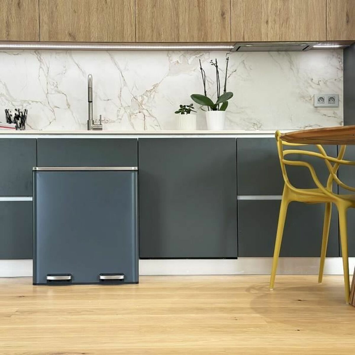 Secchio Della Spazzatura Kitchen Move Grigio Acciaio Inossidabile 60 L - Image 5