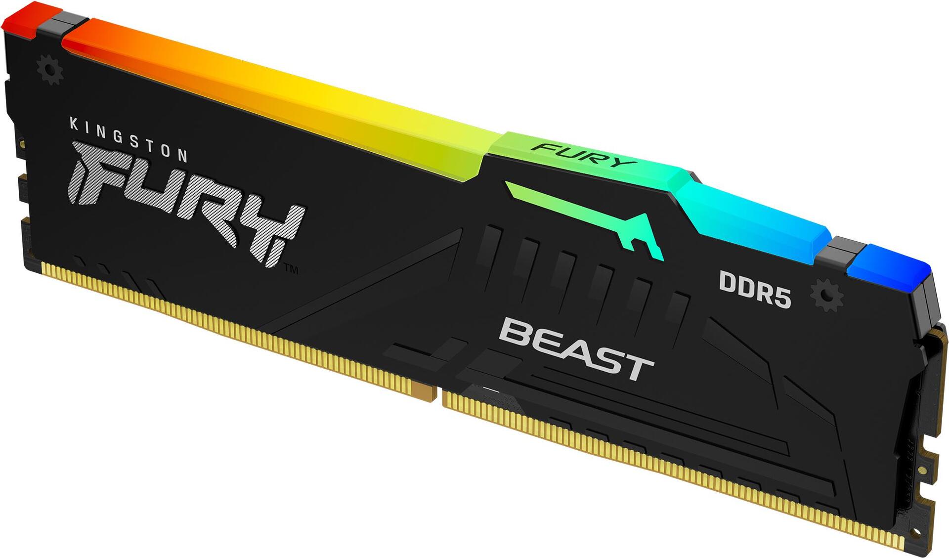 Kingston Fury Beast Rgb - Ddr5 - Modul - 32gb - Dimm 288-Pin - 6000 Mhz / Pc5-48000 - Cl30 - ON-Die Ecc - Schwarz (kf560c30bbeA-32)