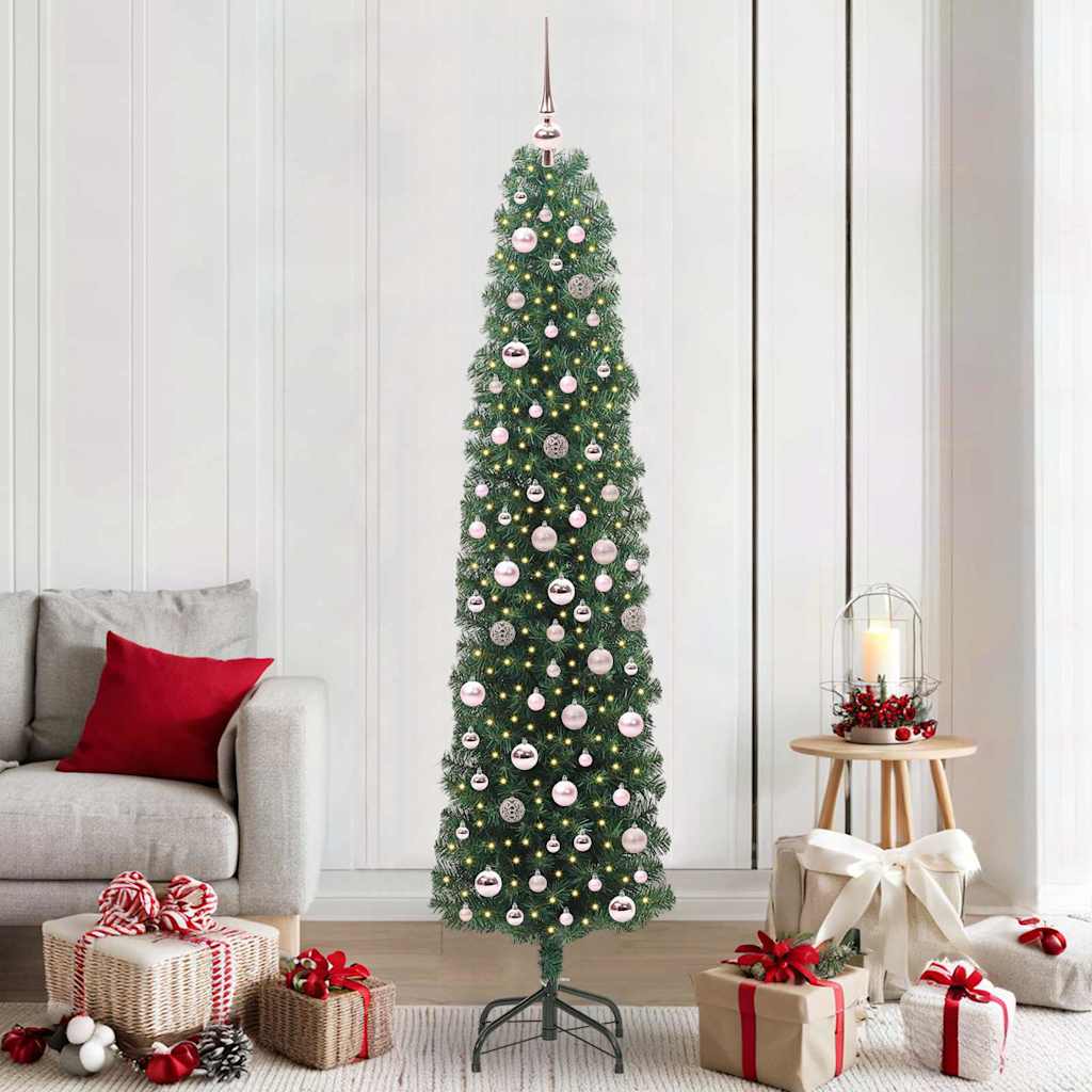 Albero Di Natale Artificiale Con 300 Led Verde 210 cm